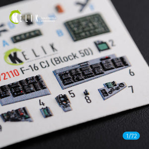KELIK K72110 F-16 CJ (Block 50) interior 3D decals for Tamiya kit 1/72 – zdjęcie 6