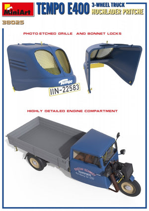 MiniArt 38025 TEMPO E400 HOCHLADER PRITSCHE 3-WHEEL TRUCK 1/35 – zdjęcie 5