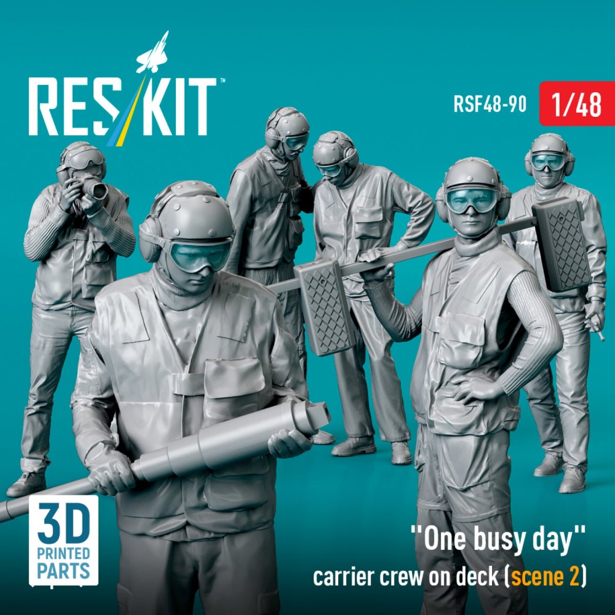 RESKIT RSF48-0090 &amp;quot;One busy day&amp;quot; carrier crew on deck (scene 2) (6 pcs) (3D Printed) 1/48 – image 3