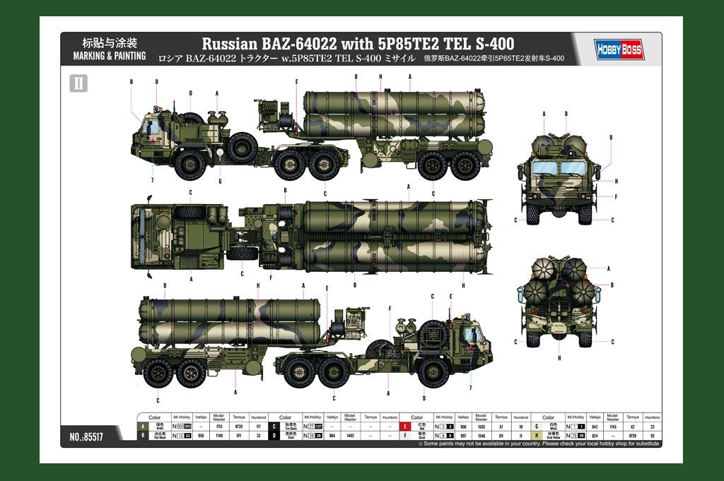 Hobby Boss 85517 Russian BAZ-64022 with 5P85TE2 TEL S-400 1/35 – immagine 6