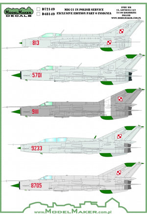 Décalcomanies ModelMaker D48149 MiG-21 en édition exclusive pour les forces polonaises, partie 0, insignes, échelle 1/48