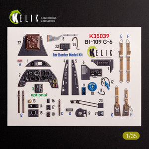 KELIK K35039 Bf-109 G-6 - interior 3D decals for Border Models kit 1/35