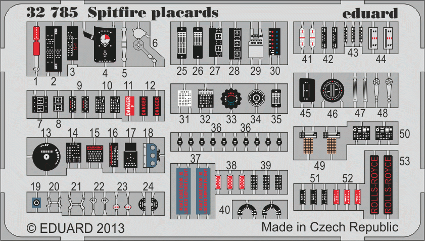 Eduard 32785 Spitfire placards 1/32