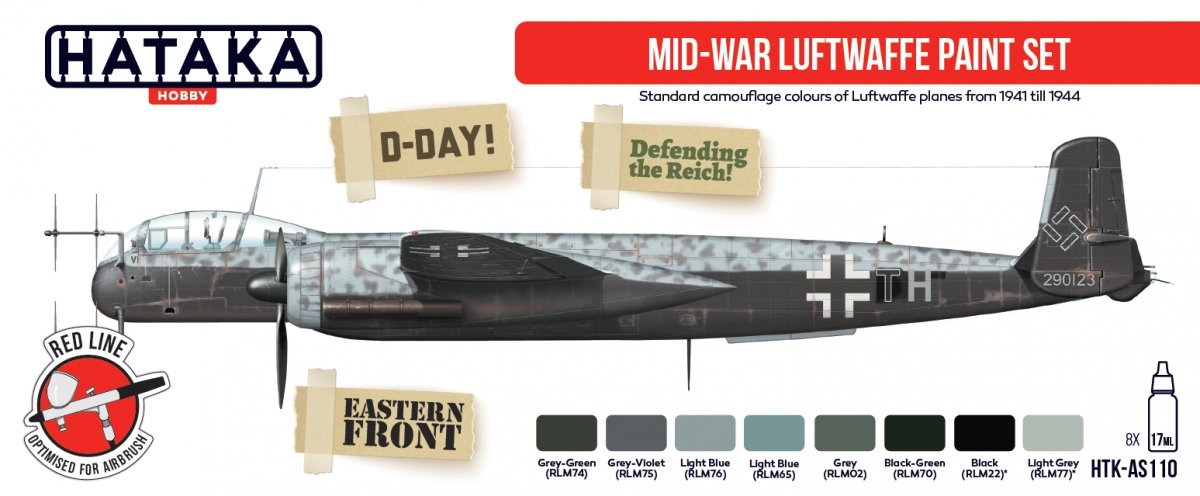 Hataka Hobby HTK-AS110 Mide-War Luftwaffe Paint Set 8x17 ml – immagine 3