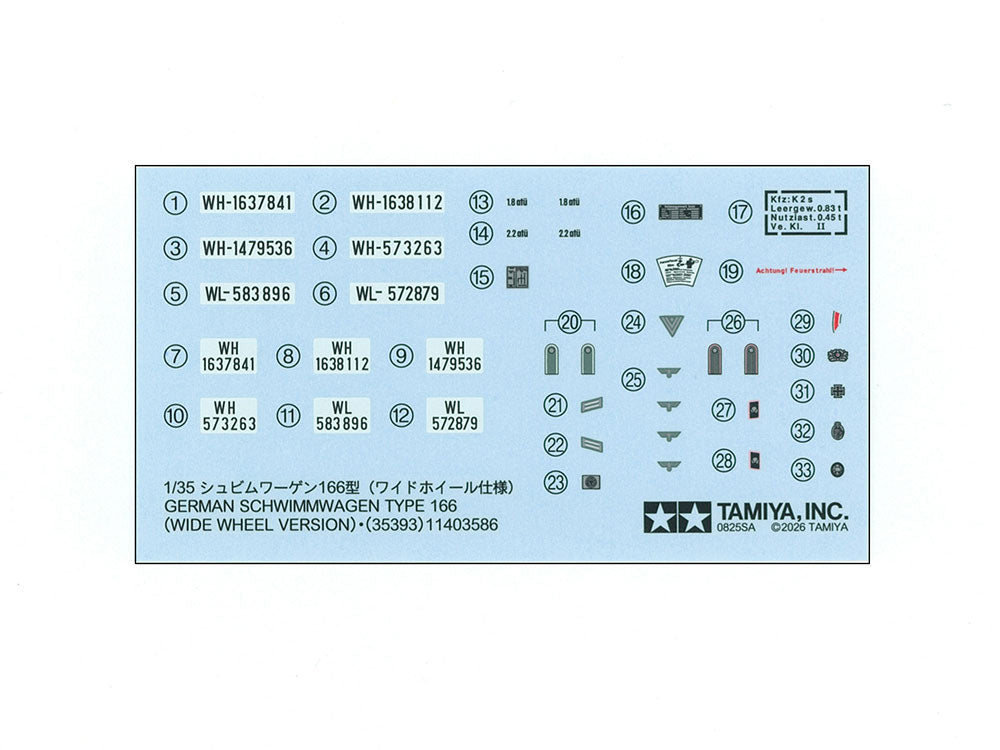 Tamiya 35393 German Schwimmwagen Type 166 Wide Wheel Version 1/35 – immagine 3
