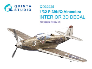 Quinta Studio QD32225 P-39N/Q Airacobra interior 3D-Printed coloured Interior on decal paper (Special Hobby) 1/32