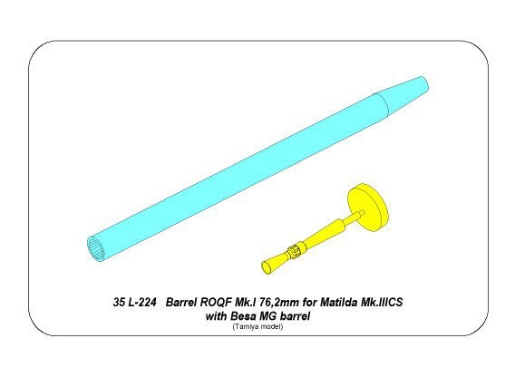 Aber 35L-224 Barrel ROQF Mk.I 76,2mm for Matilda Mk.IIICS with Besa MG barrel 1/35 – Bild 6