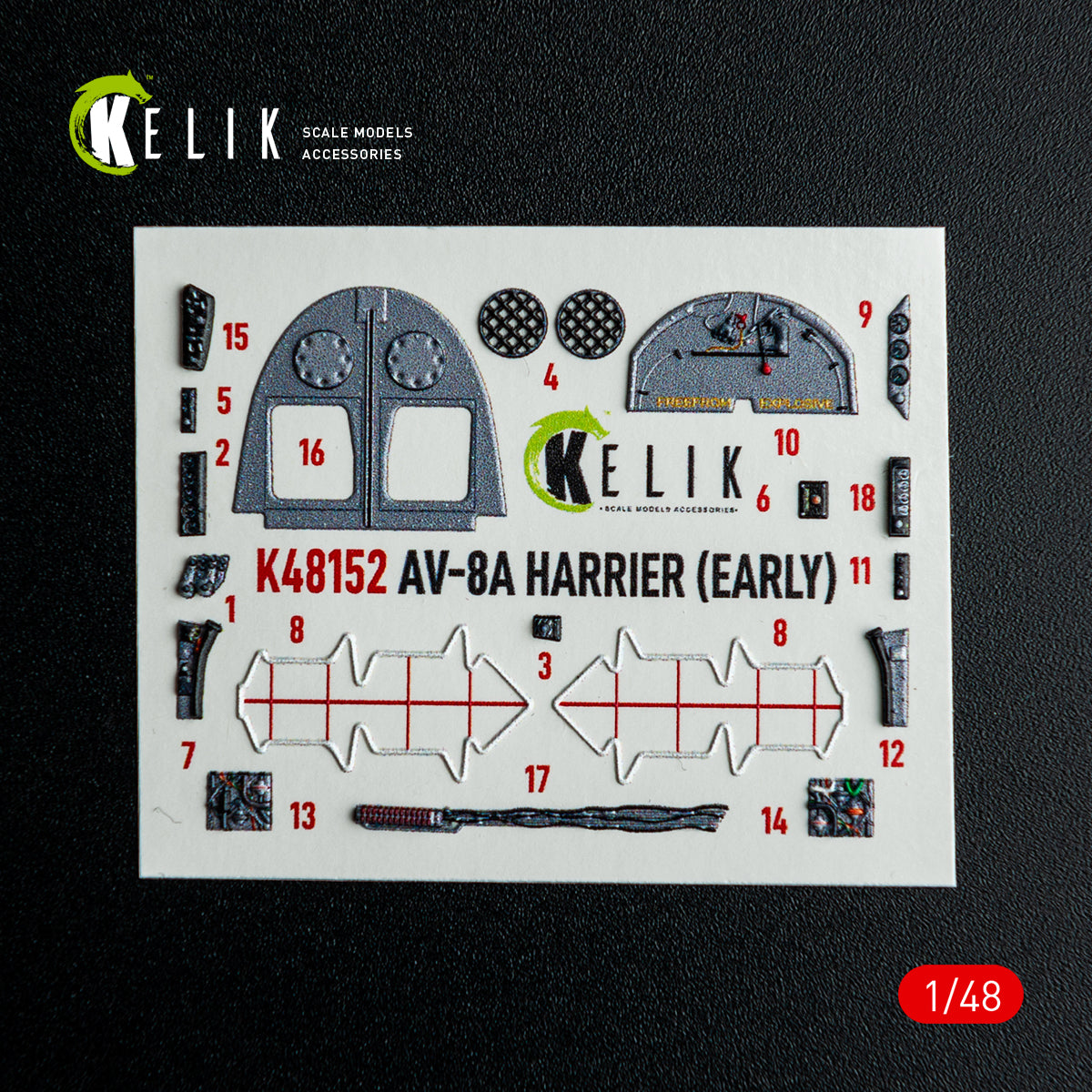 KELIK K48152 AV-8A HARRIER (Early) -interior 3D decals for Kinetic kit 1/48 – immagine 2