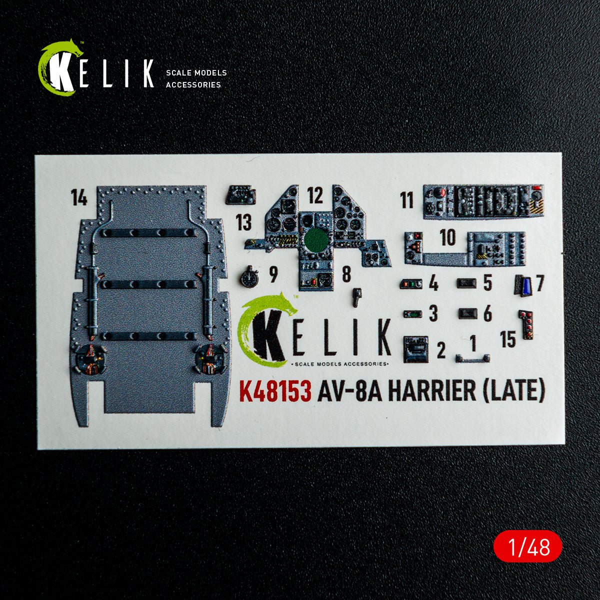 KELIK K48153 AV-8A HARRIER (Late) - interior 3D decals for Kinetic kit 1/48 – Bild 2