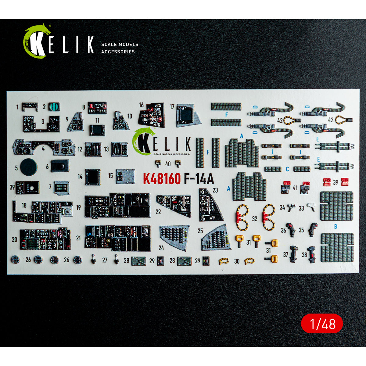 KELIK K48160 F-14A - interior 3D decals for Hasegawa kit 1/48 – image 2