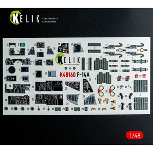 KELIK K48160 F-14A - interior 3D decals for Hasegawa kit 1/48 – image 2