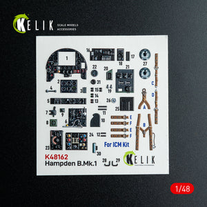 KELIK K48162 Hampden B.Mk.1 - interior 3D decals for ICM kit 1/48 – Bild 2