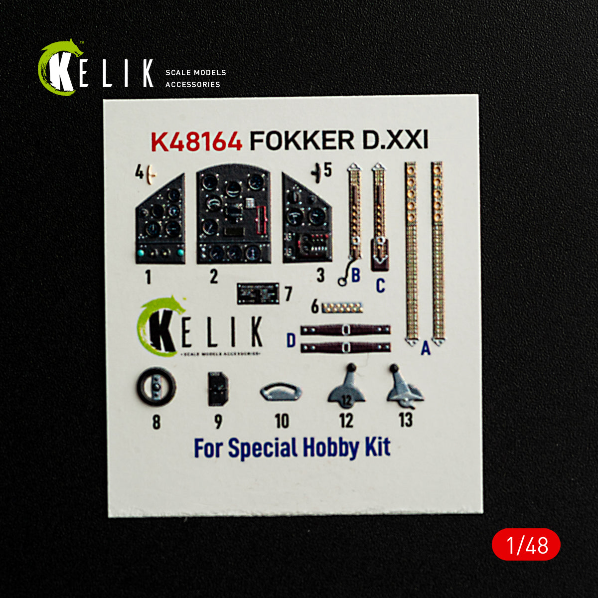 KELIK K48164 FOKKER D.XXI - interior 3D decals for Special Hobby kit 1/48 – immagine 2