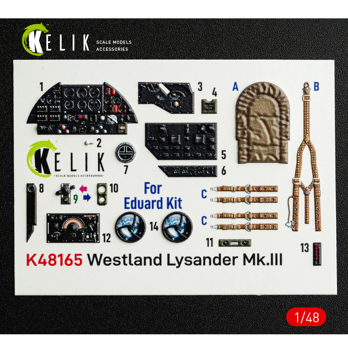 KELIK K48165 Westland Lysander Mk.III - interior 3D decals for Eduard kit 1/48 – Bild 2