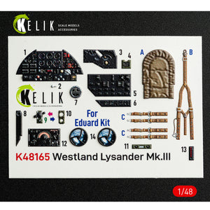 KELIK K48165 Westland Lysander Mk.III - interior 3D decals for Eduard kit 1/48 – Bild 2