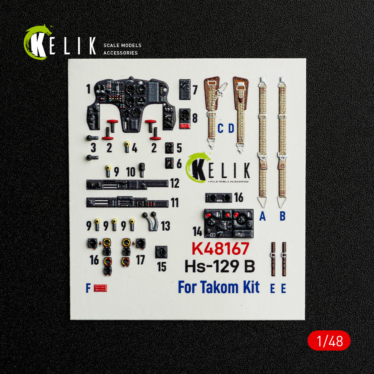 KELIK K48167 Hs-129 B - interior 3D decals for Takom kit 1/48 – Bild 2