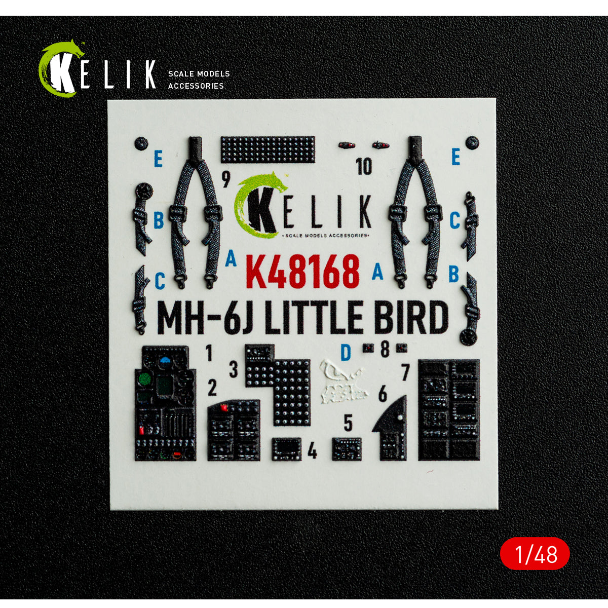 KELIK K48168 MH-61 Little Bird - interior 3D decals for ICM kit 1/48 – immagine 2