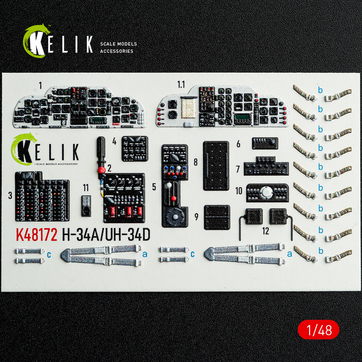 KELIK K48172 H-34A/UH-34D - interior 3D decals for Italeri kit 1/48 – Bild 2