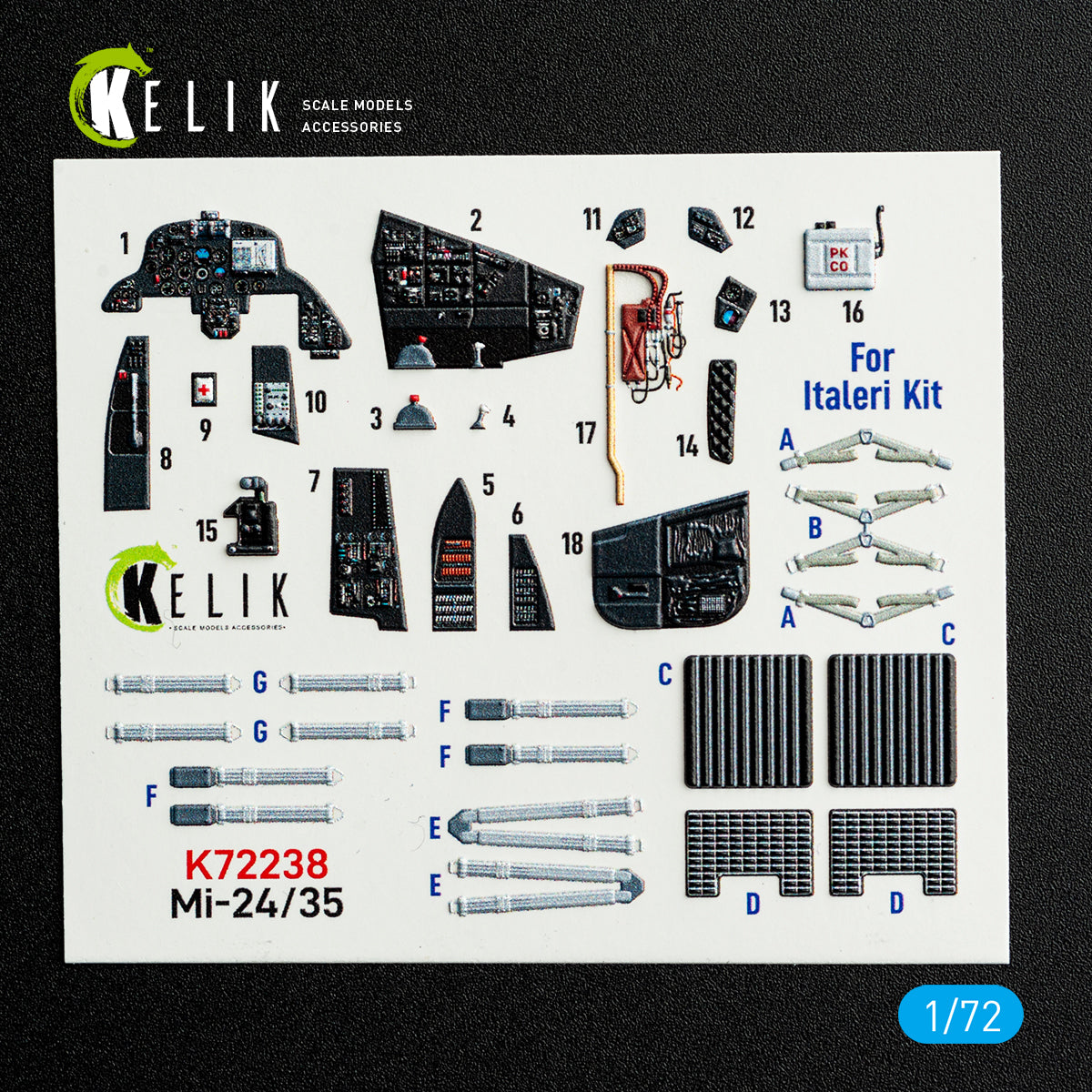 KELIK K72238 Mi-35/24 - interior 30 decals for Italeri kit 1/72 – zdjęcie 5