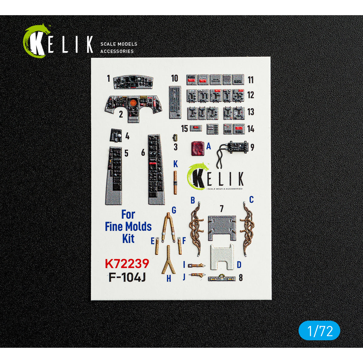 KELIK K72239 F-104J - interior 3D decals for Fine Molds kit 1/72 – image 2