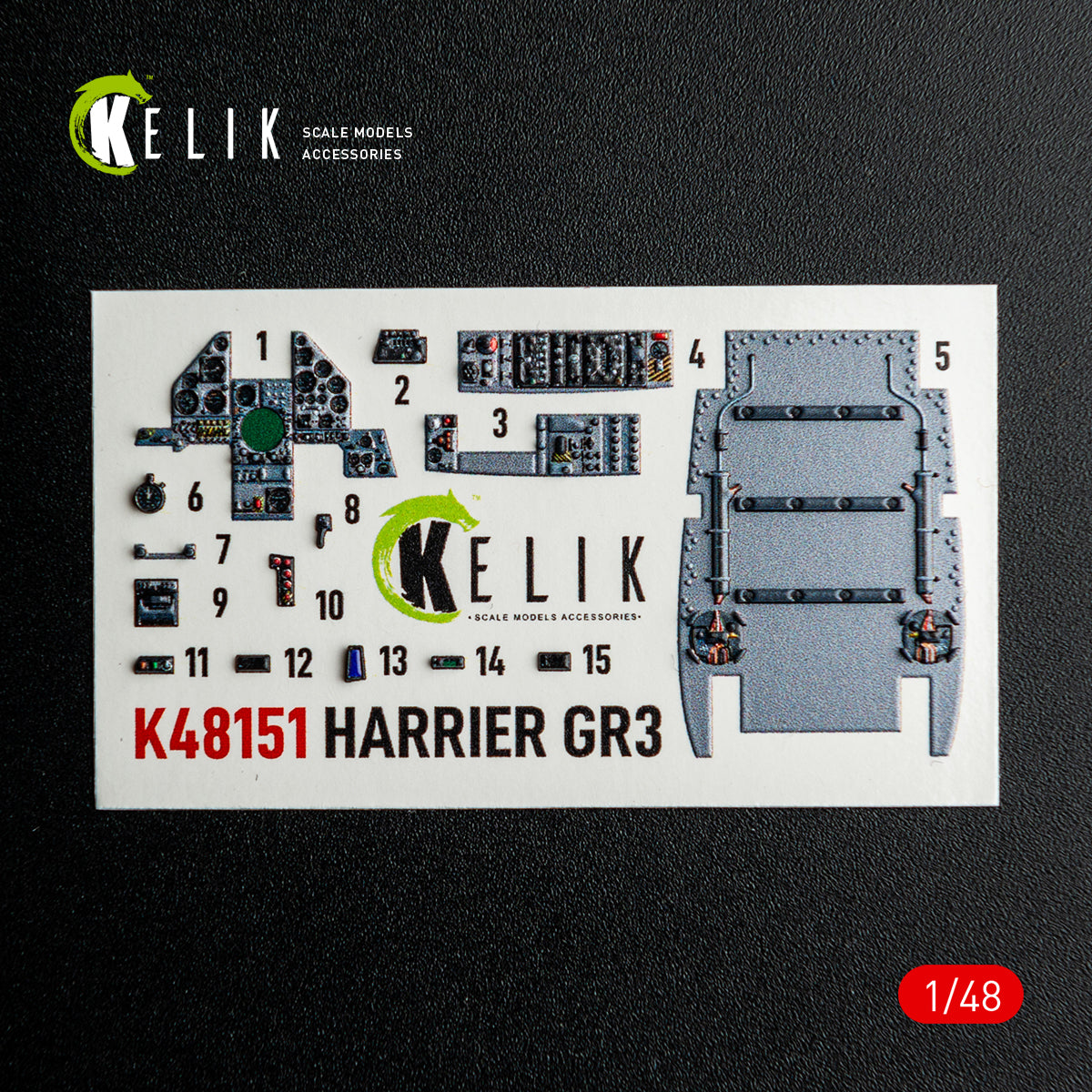 KELIK K48151 HARRIER GR3 - interior 3D decals for Kinetic kit 1/48 – Bild 9