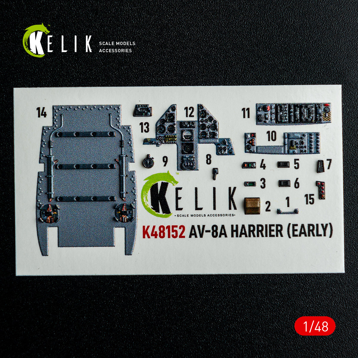 KELIK K48152 AV-8A HARRIER (Early) -interior 3D decals for Kinetic kit 1/48 – immagine 9