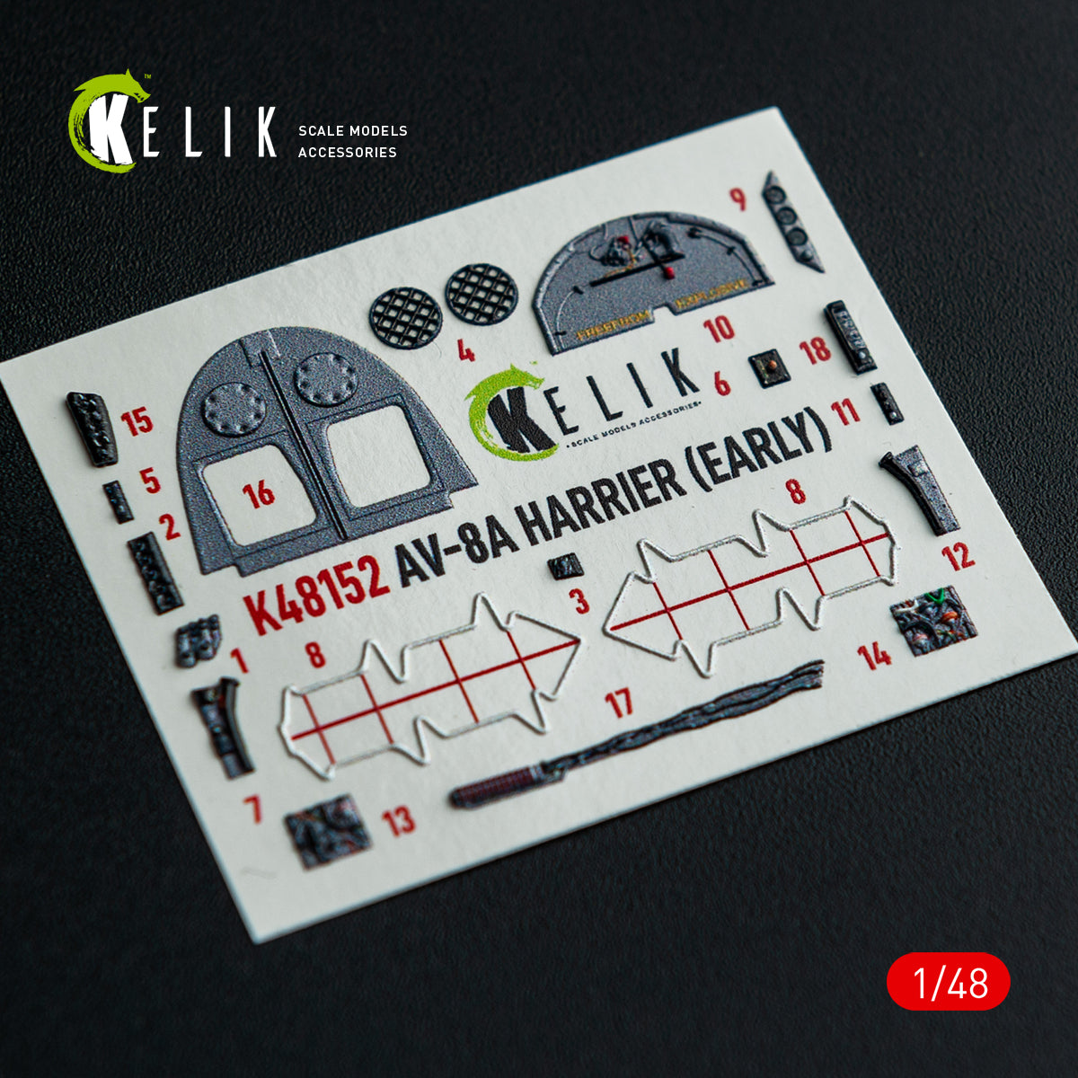 KELIK K48152 AV-8A HARRIER (Early) -interior 3D decals for Kinetic kit 1/48 – immagine 12