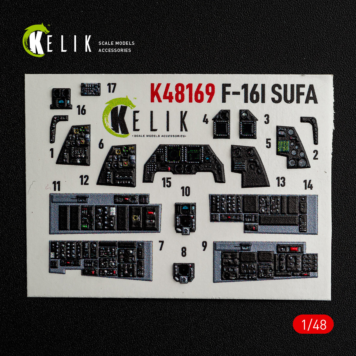 KELIK K48169 F-16I SUFA - interior 30 decals for GWH kit 1/48 – immagine 11