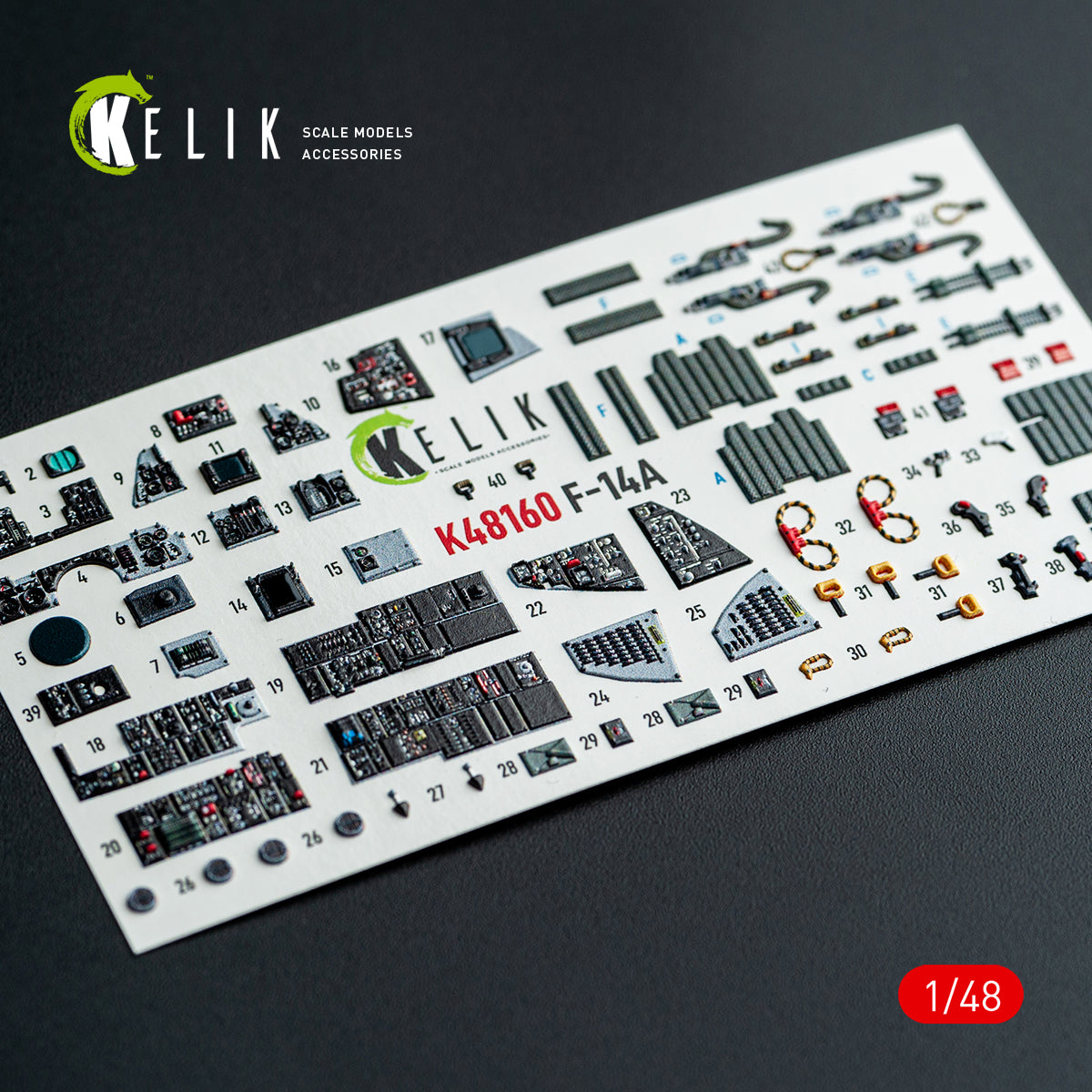 KELIK K48160 F-14A - interior 3D decals for Hasegawa kit 1/48