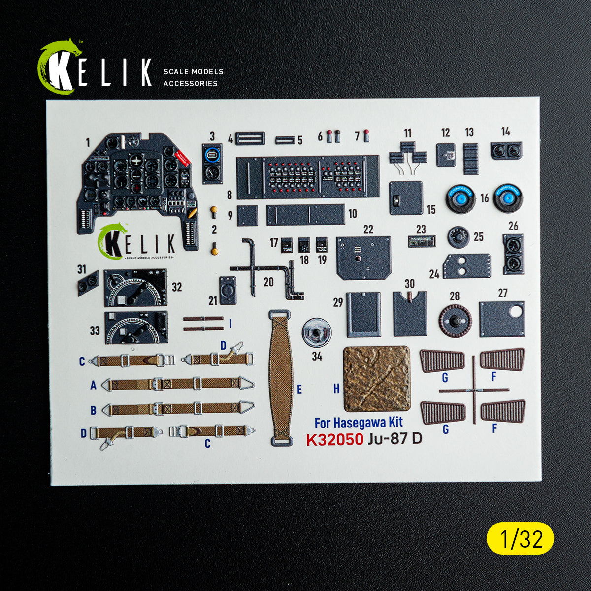 KELIK K32050 Ju-870 - interior 3D decals for Hasegawa kit 1/32 – imagen 2