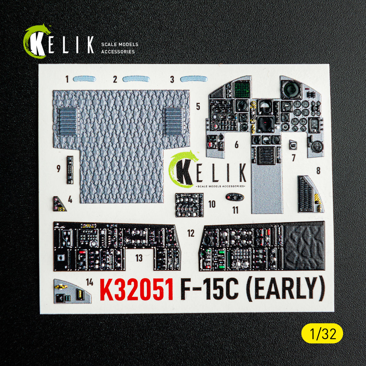 KELIK K32051 F-15C (early) - interior 30 decals for Tamiya kit 1/32 – image 2
