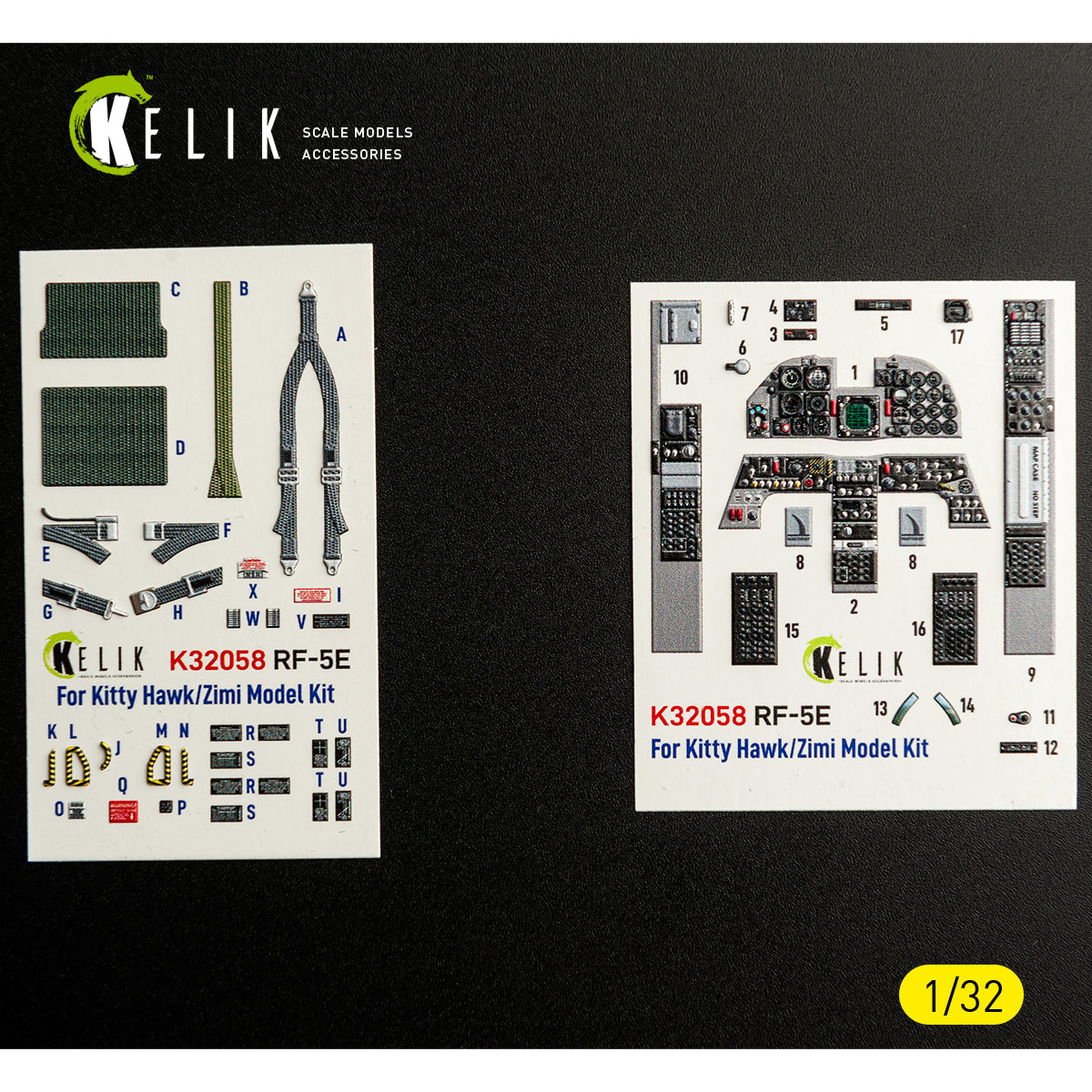 KELIK K32058 RF-5E - interior 3D decals for Kitty Hawk/Zimi models kit 1/32 – image 2