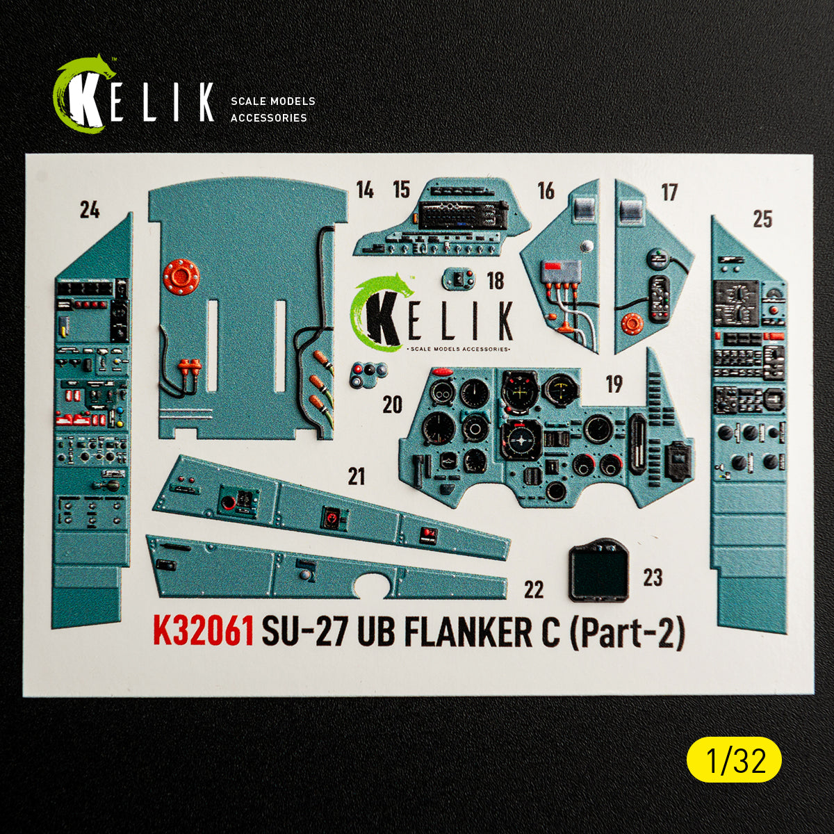 KELIK K32061 SU-27UB Flanker C - interior 3D decals for Trumpeter kit 1/32 – imagen 2
