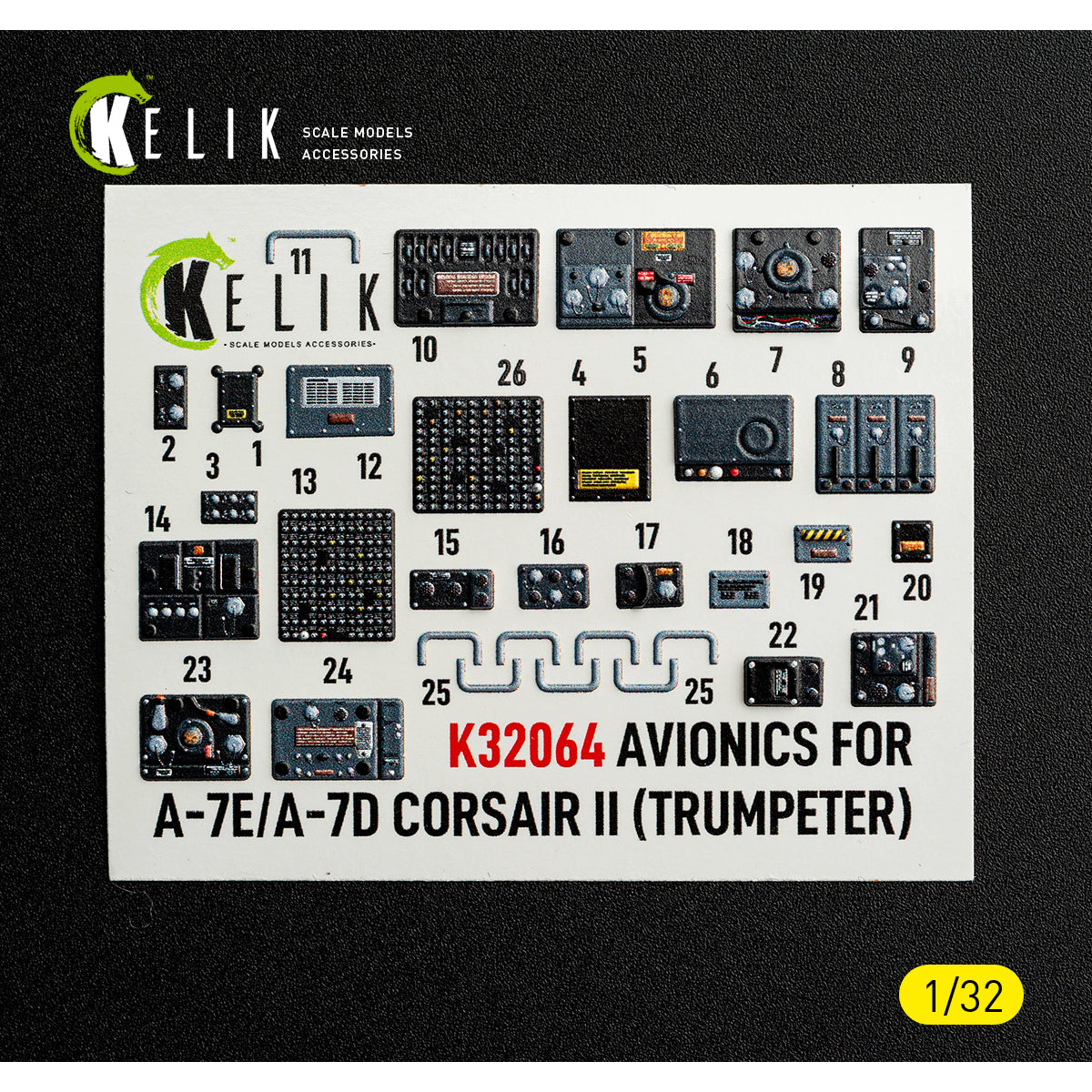 KELIK K32064 Avionics for A-7E/D CORSAIR II - exterior 3D decals for Trumpeter kit 1/32 – immagine 2