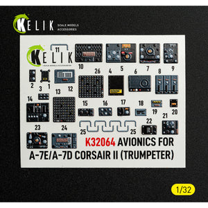 KELIK K32064 Avionics for A-7E/D CORSAIR II - exterior 3D decals for Trumpeter kit 1/32 – immagine 2
