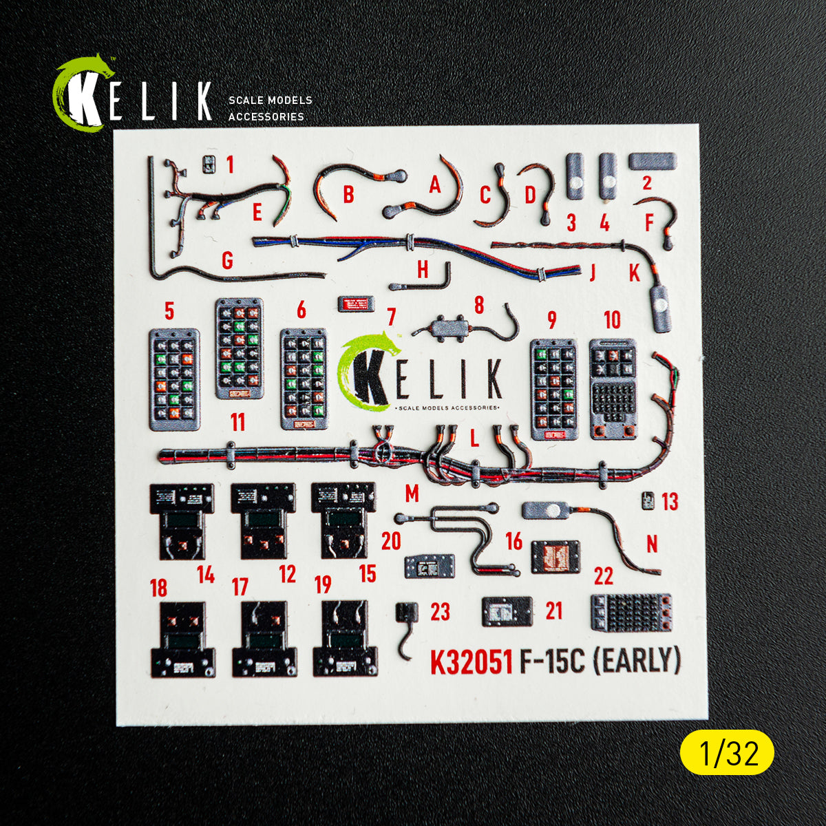 KELIK K32051 F-15C (early) - interior 30 decals for Tamiya kit 1/32 – image 9