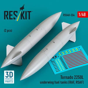 RESKIT RSU48-0554 Tornado 2250L underwing fuel tanks (RAF, RSAF) (2 pcs) (3D Printed) 1/48