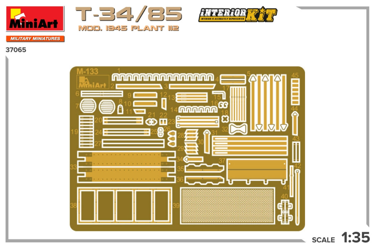 MiniArt 37065 T-34/85 MOD. 1945. PLANT 112. INTERIOR KIT 1/35 – zdjęcie 3