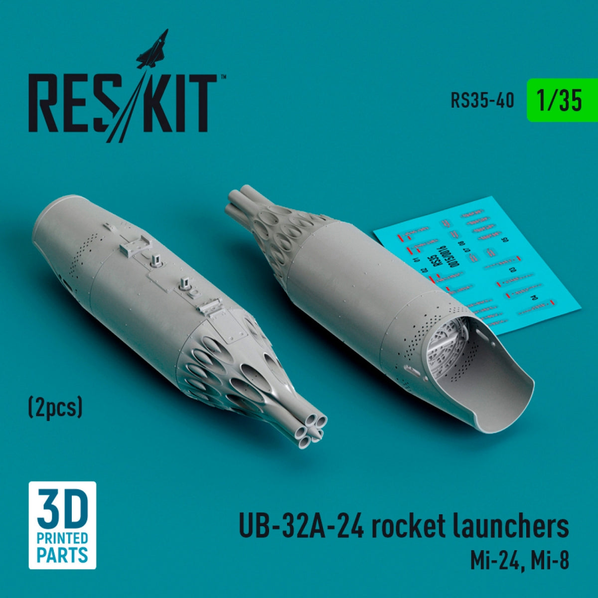 RESKIT RS35-0040 Lance-roquettes UB-32A-24 (2 pièces) (Mi-24, Mi-8) (Impression 3D) 1/35