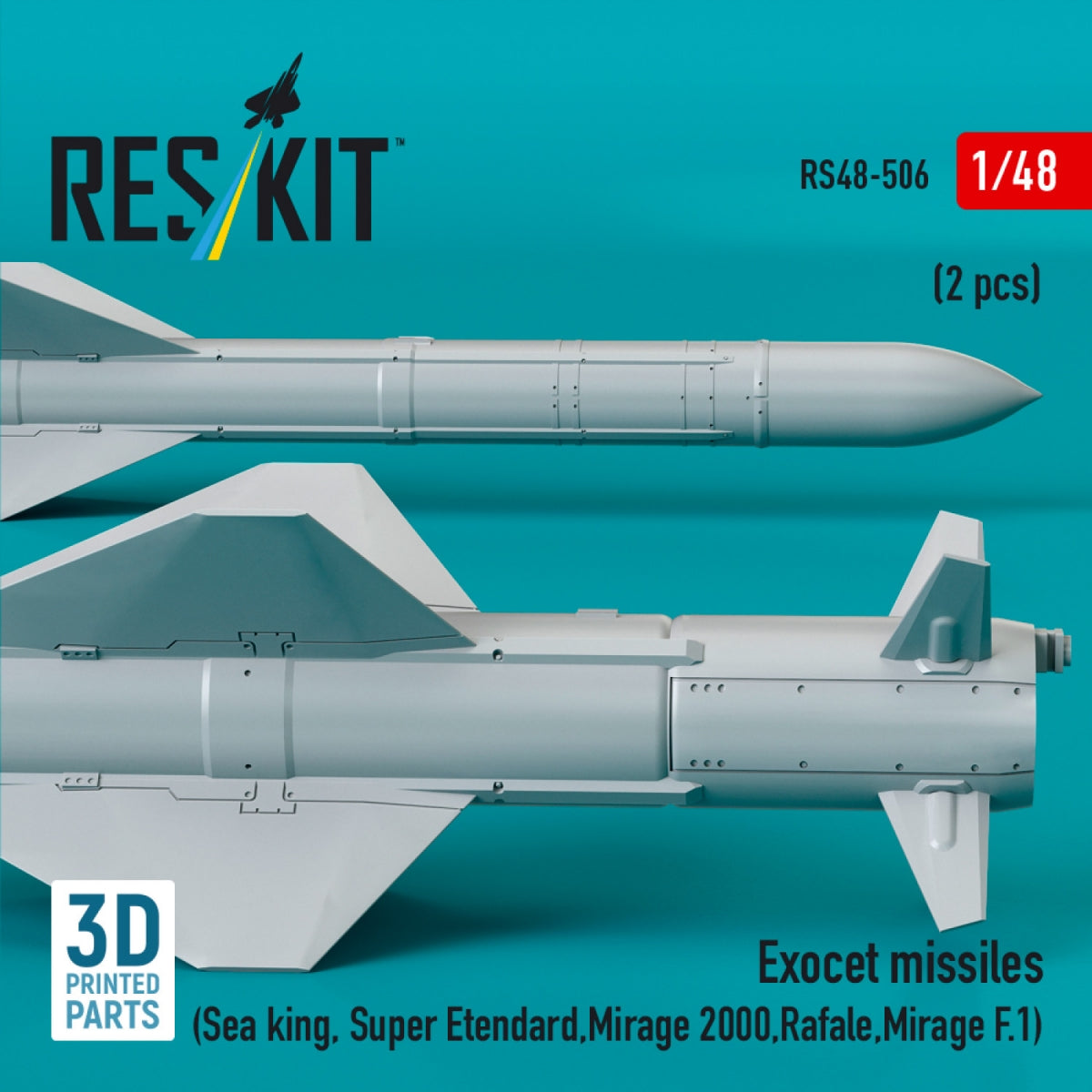 RESKIT RS48-0506 Exocet missiles (2 pcs) (3D Printed) 1/48 – immagine 3