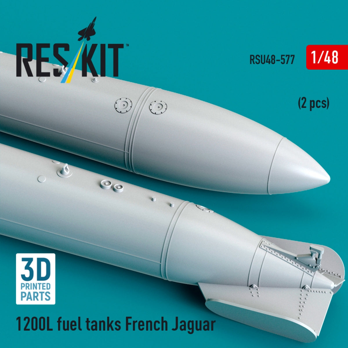 RESKIT RSU48-0577 1200 L fuel tanks French Jaguar (2 pcs) (3D Printed) 1/48