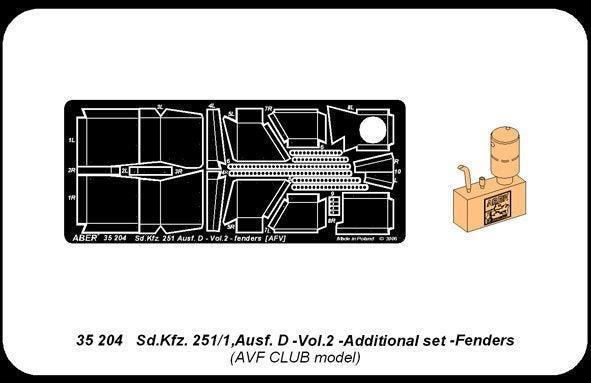 Aber 35204 Armoured personnel carrier Sd.Kfz. 251/1 Ausf. D - vol. 2 - additional set - fenders 1/35 – immagine 8
