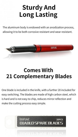 DSPIAE DK-1 Aluminum Craft Knife / aluminiowy nóż z ostrzami – imagen 3