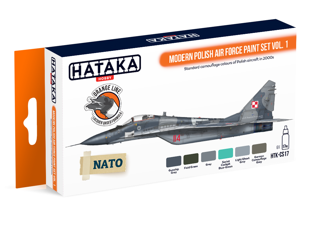 Hataka HTK-CS17 ORANGE LINE – Coffret de peinture moderne pour l&amp;#39;armée de l&amp;#39;air polonaise, vol. 1, 6 x 17 ml