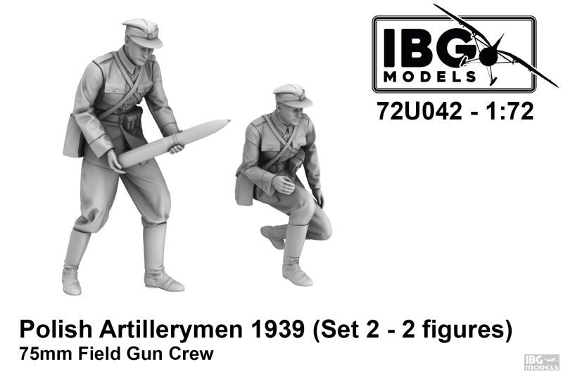 IBG 72U042 Artilleurs polonais - Ensemble de 2 figurines d'équipage de canon de campagne de 75 mm (impression 3D) à l'échelle 1/72