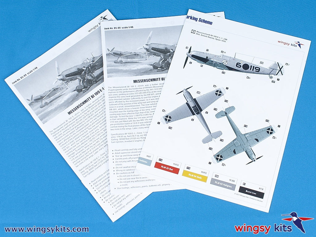 Wingsy Kits D5-09 MESSERSCHMITT Bf 109 E-1 and E-3 Legion Condor 1/48 – Bild 16