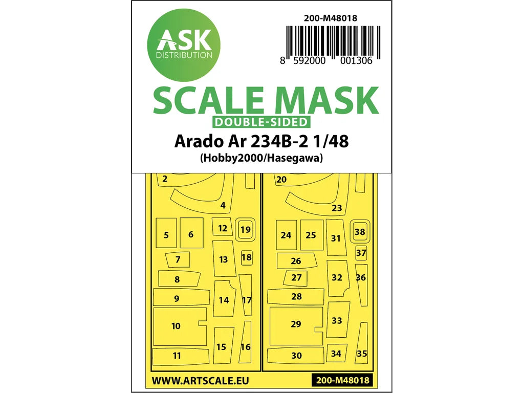 Art Scale Kit M48018 Arado Ar 234B-2 Double-Sided Painting Mask for Hasegawa/Hobby2000 1/48