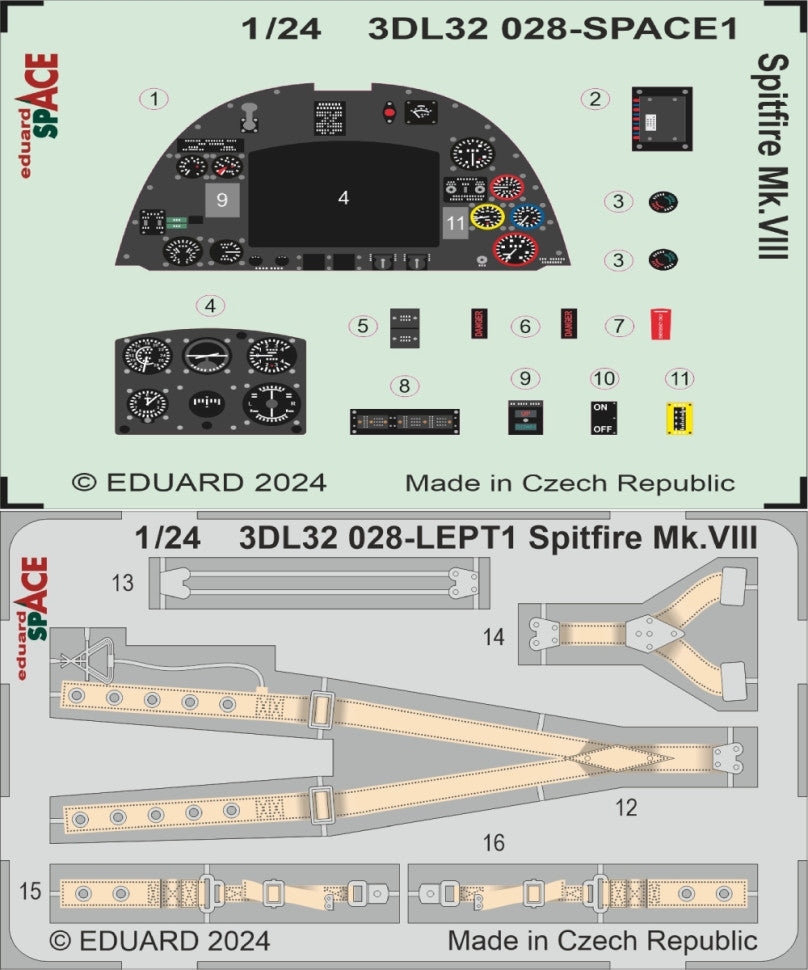 Eduard 3DL32028 Spitfire Mk.VIII SPACE AIRFIX 1/24 – Bild 3