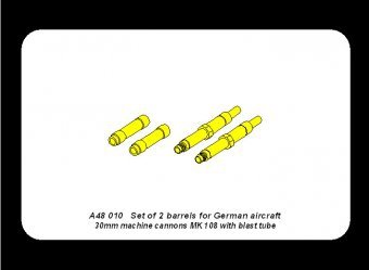 Aber A48 010 Set of 2 barrels for German aircraft 30mm machine cannons MK 108 with blast tube 1/48 – Bild 5