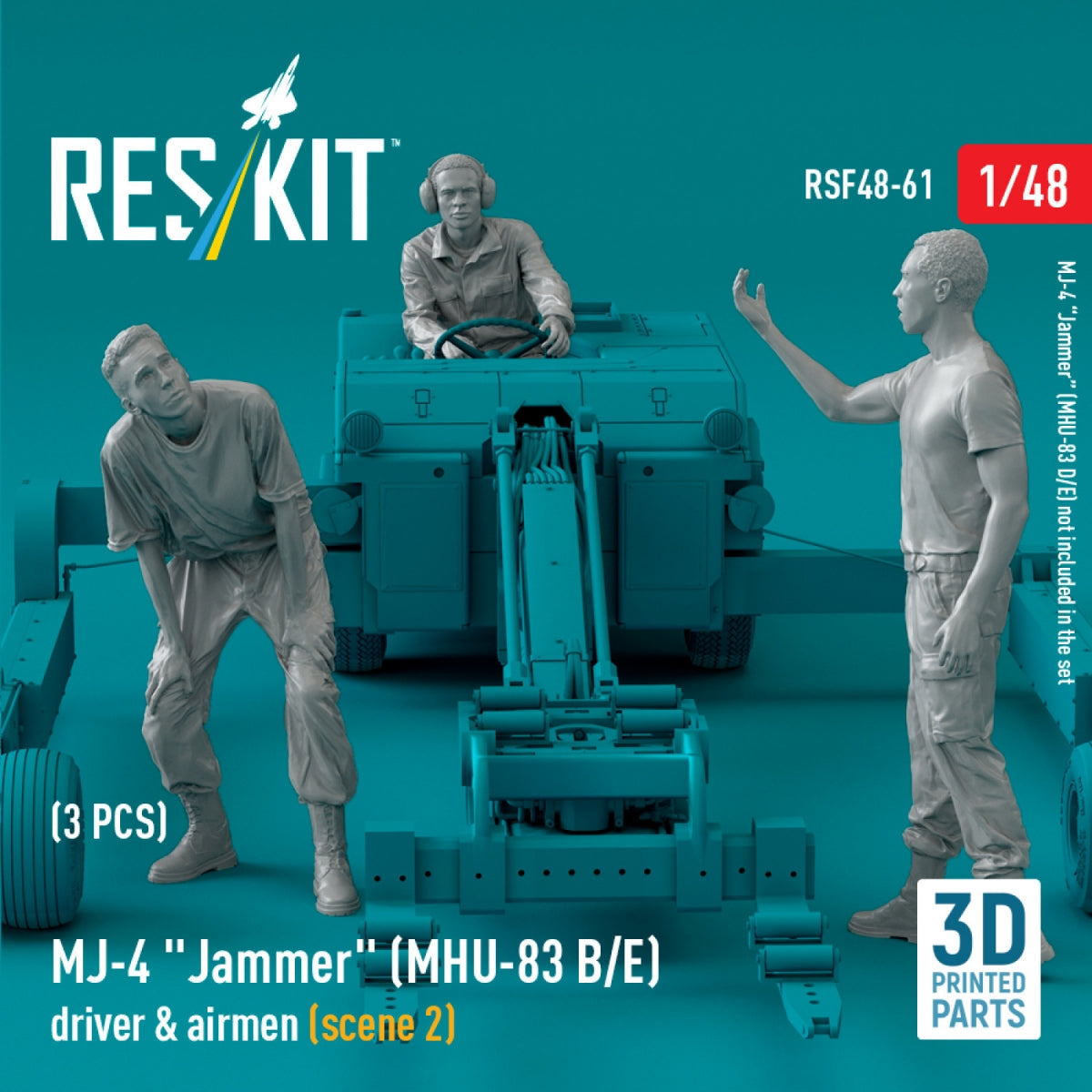 RESKIT RSF48-0061 MJ-4 &amp;quot;Jammer&amp;quot; (MHU-83 B/E) driver &amp;amp; airmen (scene 2) (3 pcs) (3D Printed) 1/48 – imagen 3